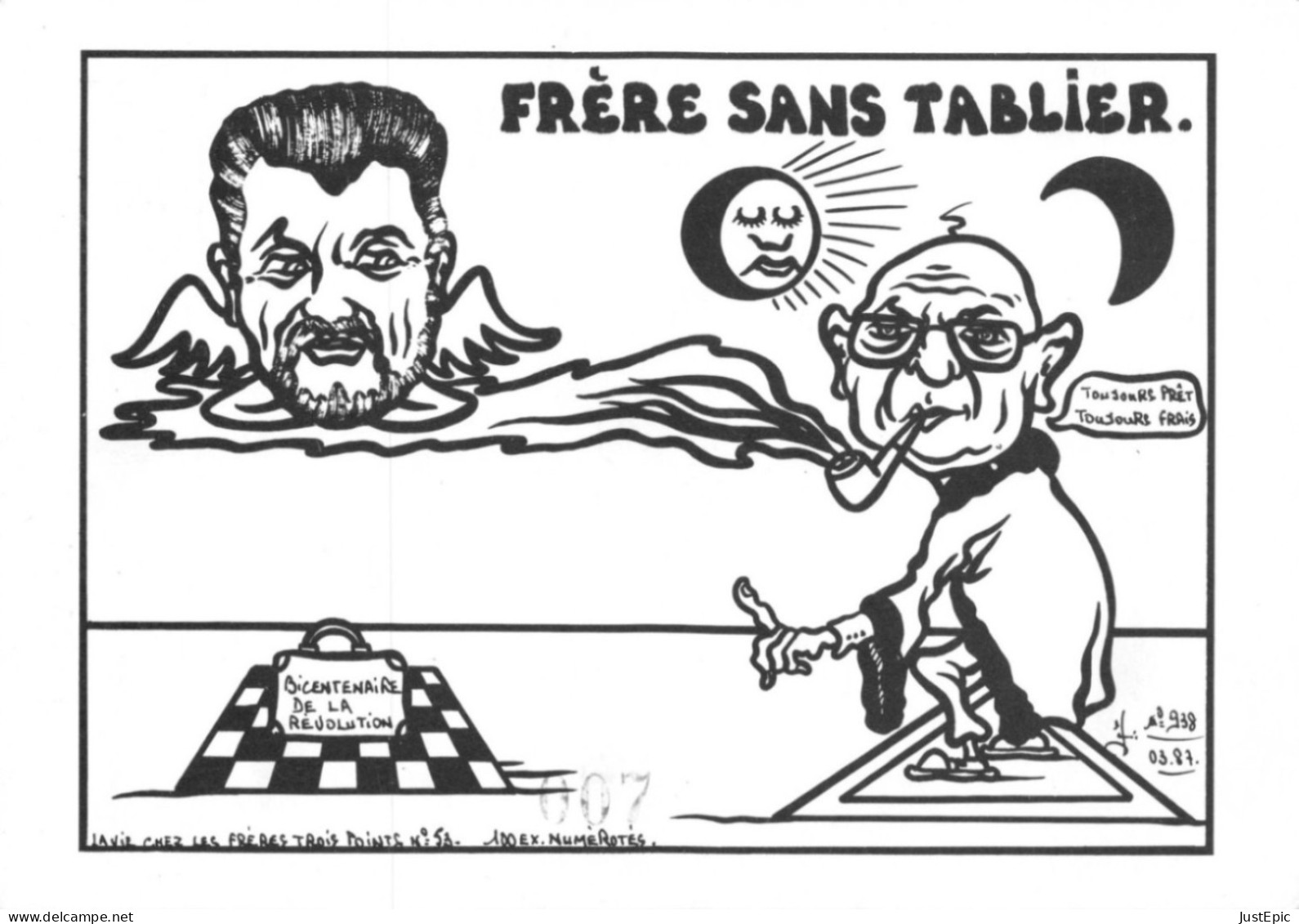 "FRÈRE SANS TABLIER." - LARDIE Jihel Tirage 85 Ex. Caricature Politique Franc-maçonnerie - CPM - Filosofie