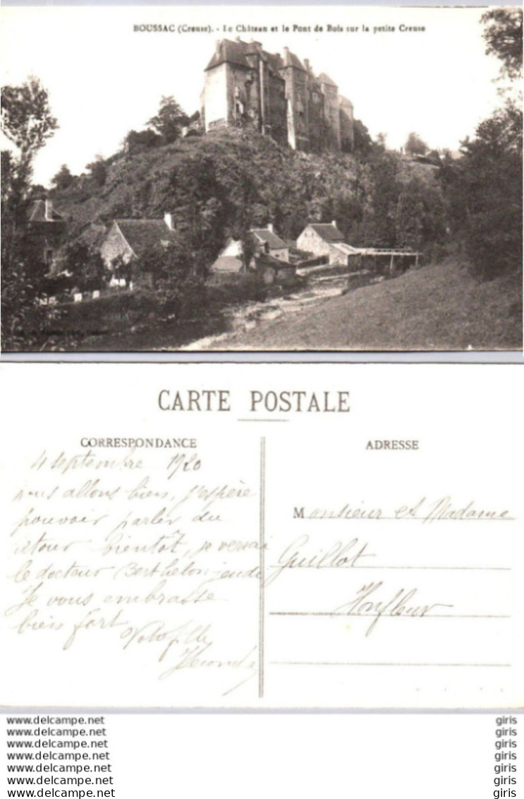 23 - Creuse - Boussac - Le Château Et Le Pont De Bois Sur La Petite Creuse - Boussac