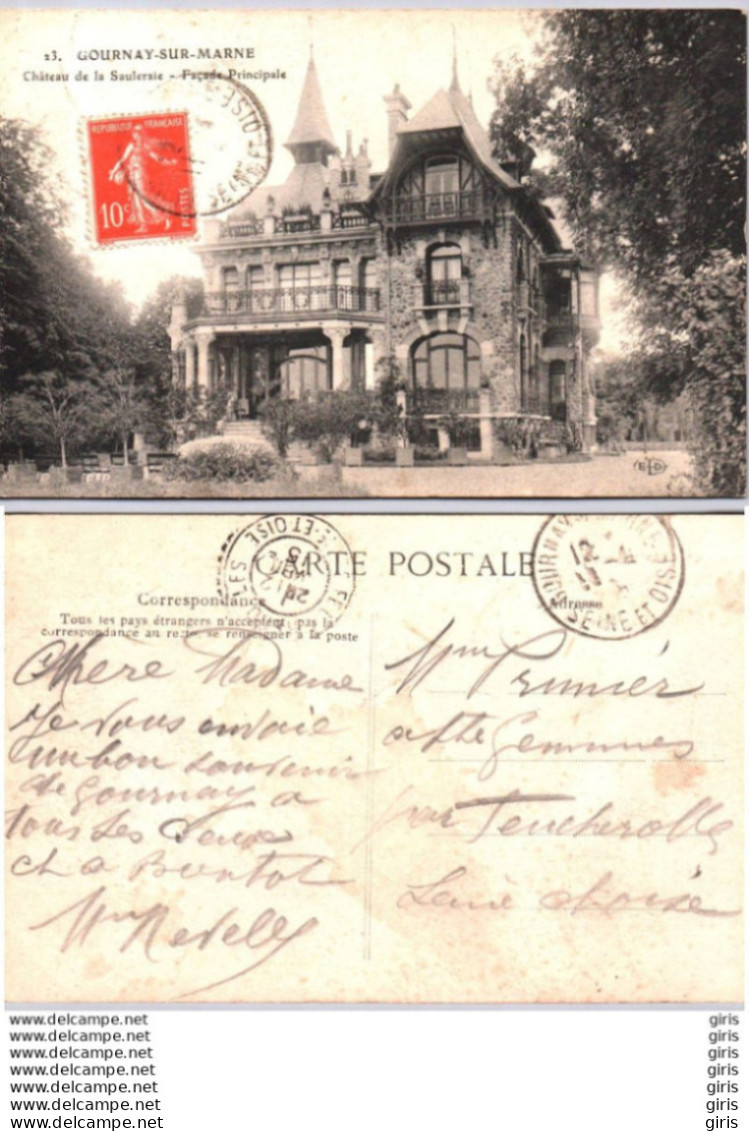 93 - Seine Saint Denis - Gournay Sur Marne - Château De La Sauleraie, Façade Principale - Gournay Sur Marne