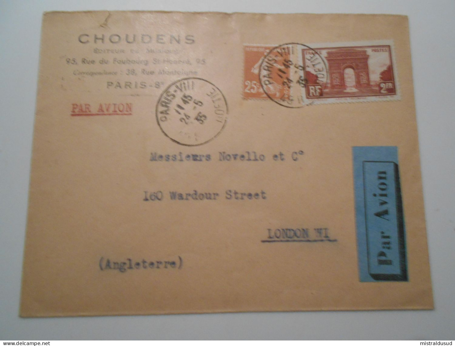 France Poste Aerienne , Lettre Recommandee De Paris 1935 Pour London - 1927-1959 Briefe & Dokumente