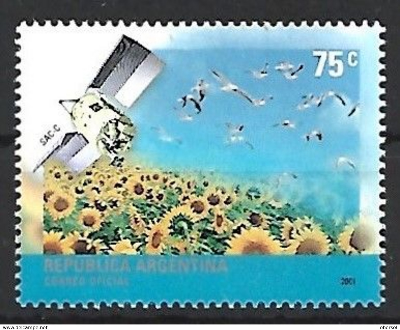 Argentina 2001 Satelites Flowers Birds Energy MNH Stamp - Ungebraucht