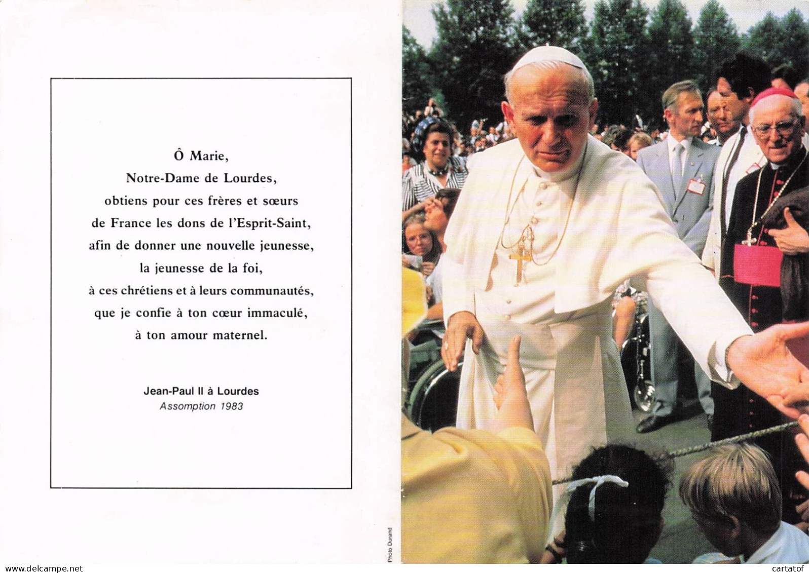 Le Pape JEAN PAUL II à LOURDES Assomption 1983 .Prière Pour L'année Mariale - Famous People