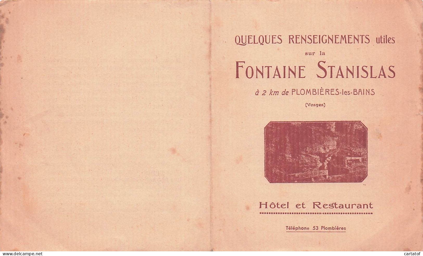 Hôtel Restaurant La FONTAINE STANISLAS à PLOMBIERES LES BAINS - Hotelsleutels (kaarten)