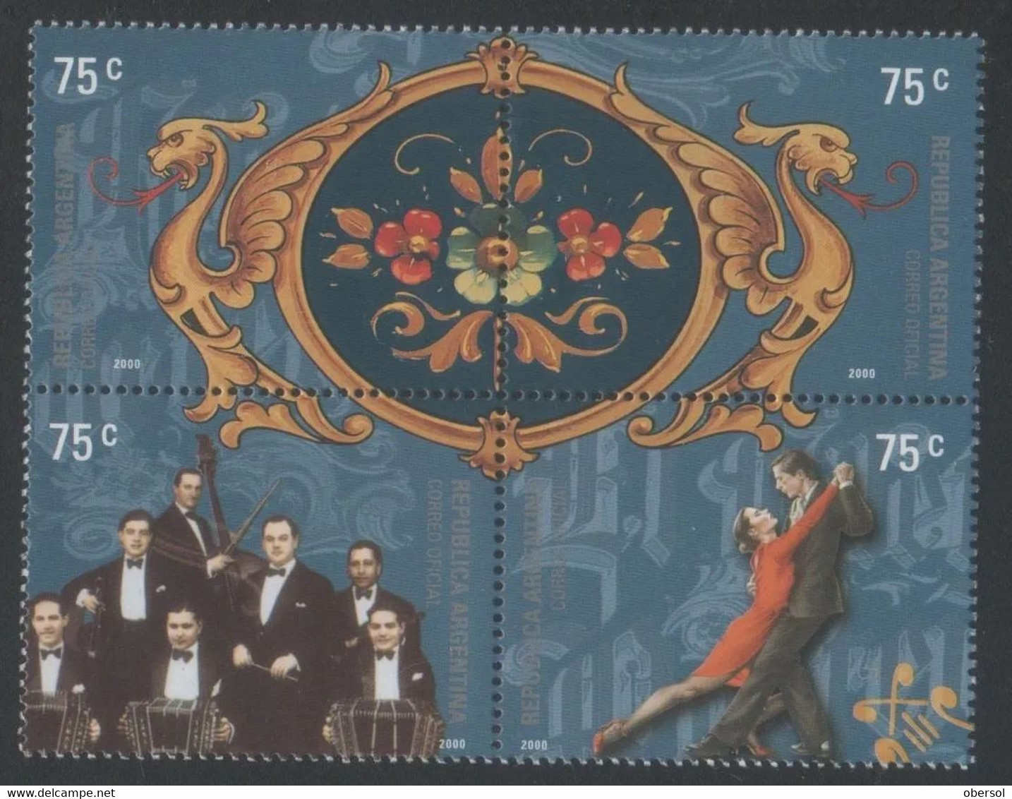 Argentina 2000 Tango And Fileteado Dance Music Complete Set MNH - Ongebruikt