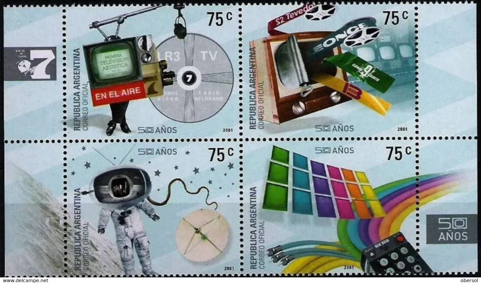 Argentina 2001 50 Years Of Media And TV Se-Tenant Complete Set MNH - Neufs