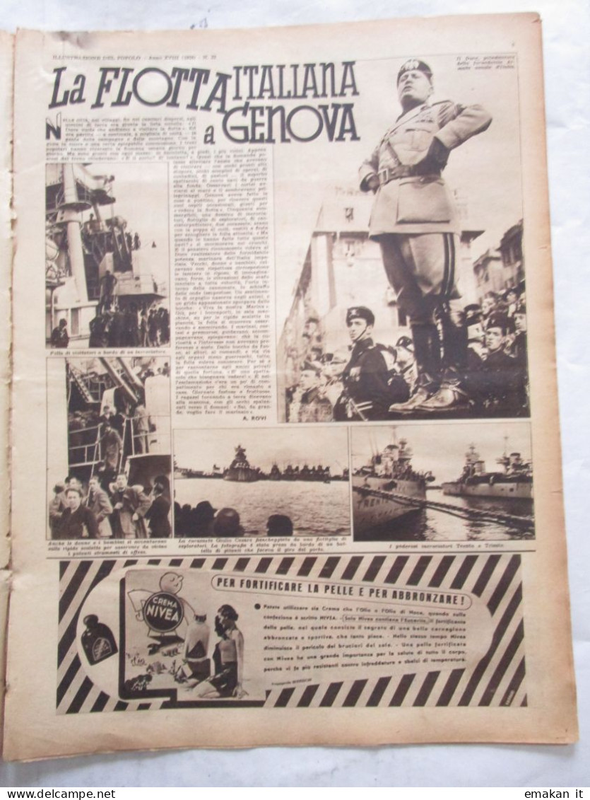 # ILLUSTRAZIONE DEL POPOLO N 22 /1938 GUERRA CINA GIAPPONE / FOTO DUCE A GENOVA FLOTTA ITALIANA - Premières éditions