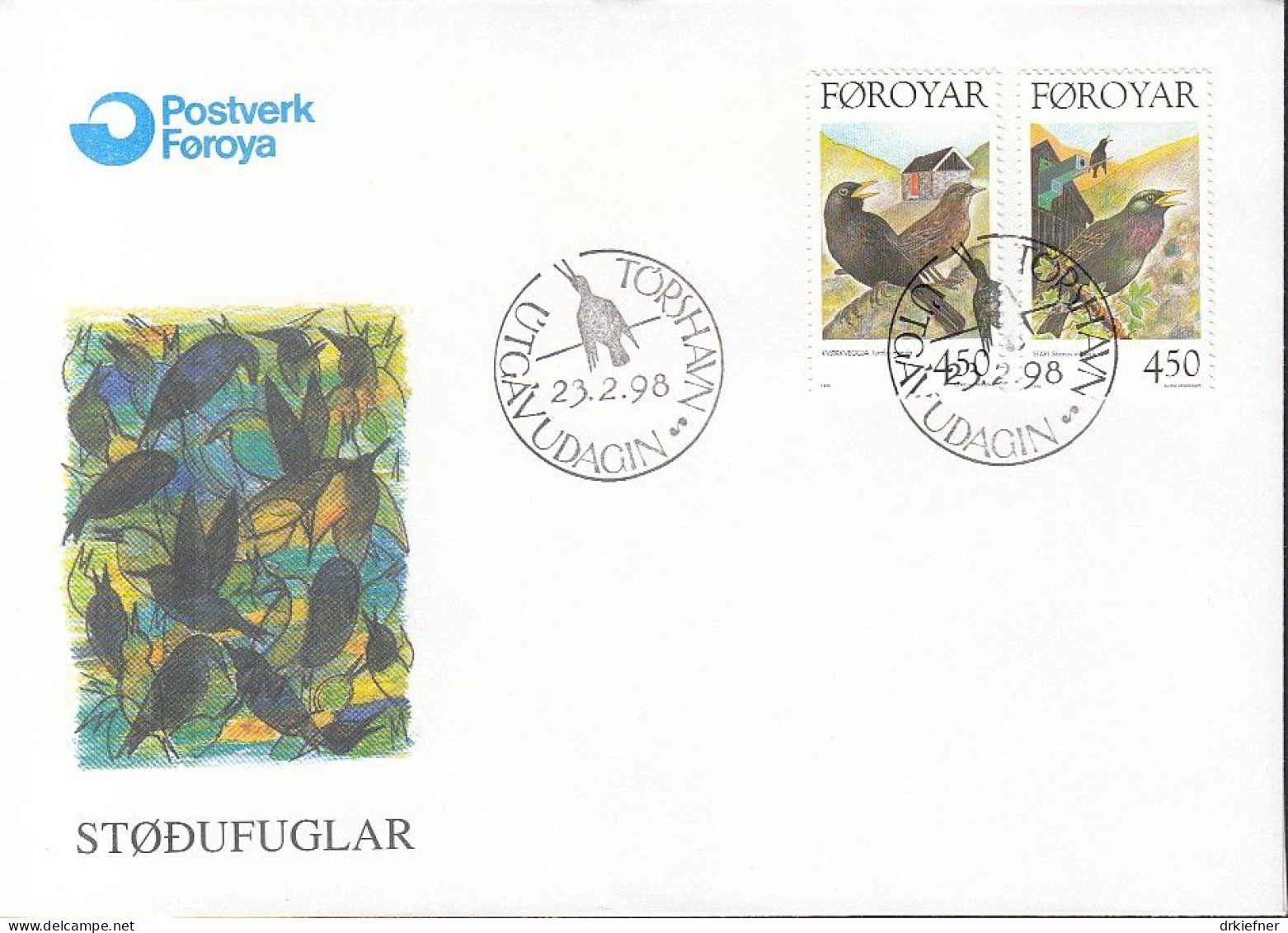 FÄRÖER  332-333, FDC, Standvögel, 1998 - Faroe Islands