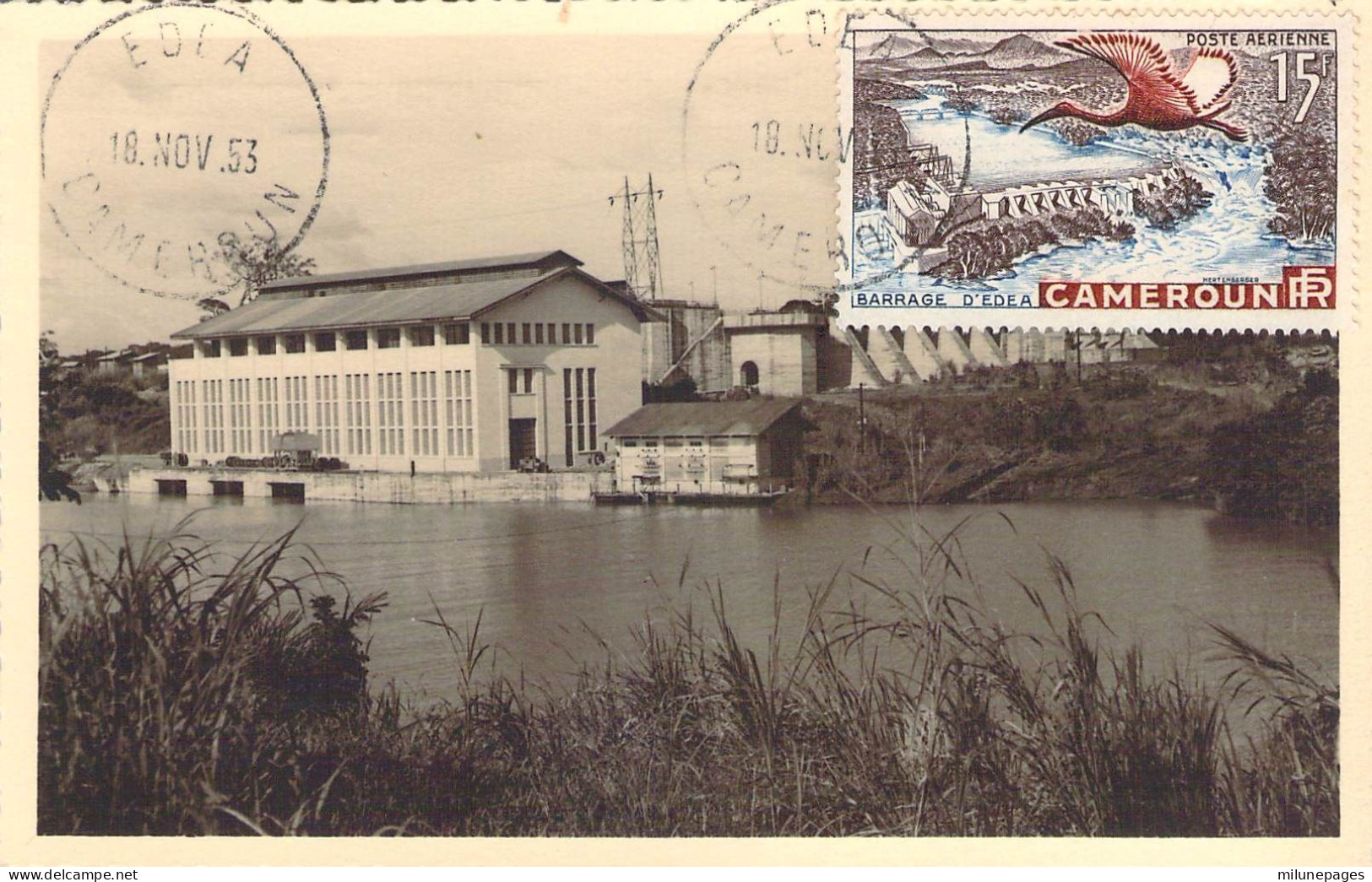 Carte Maximum Maximun Card Barrage D'Edéa Au Cameroun 18 Nov. 1953 - Brieven En Documenten