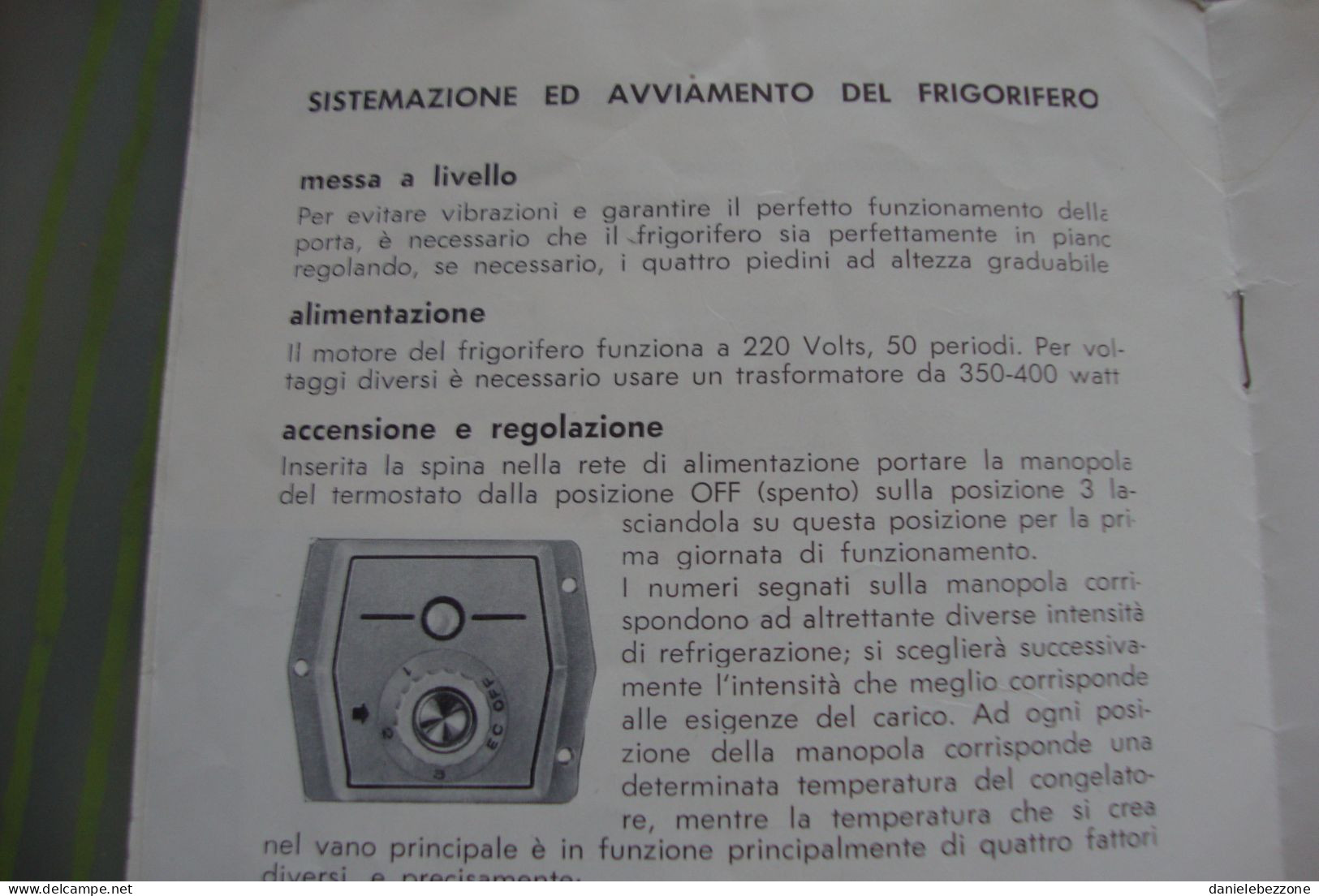 Libretto Istruzioni Frigorifero Atlantic Electric Anno 1960 - Andere & Zonder Classificatie