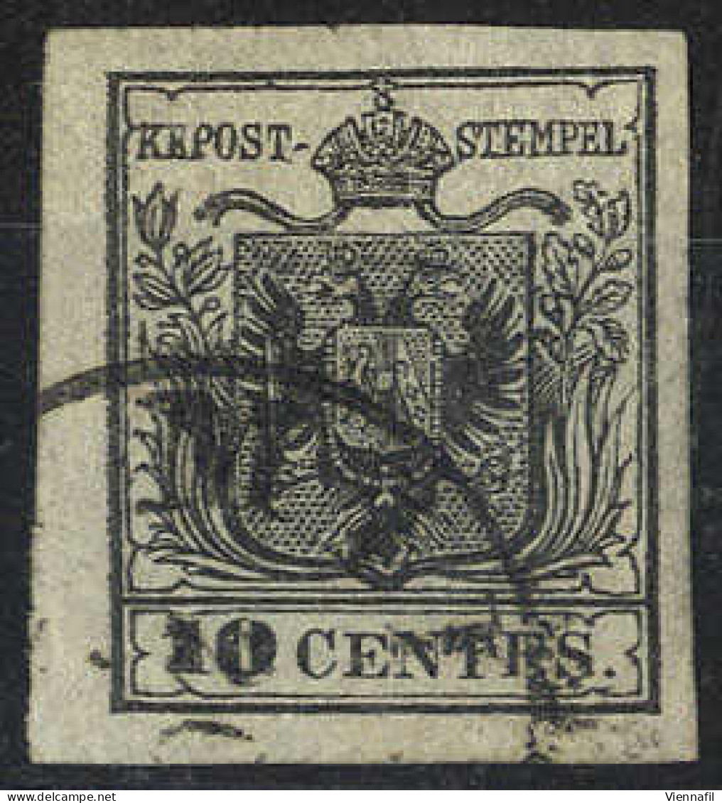 O 1850, 10 Cent. Nero, Sottotipo B, Usato, Cert. Goller (Sass. 2) - Lombardo-Vénétie