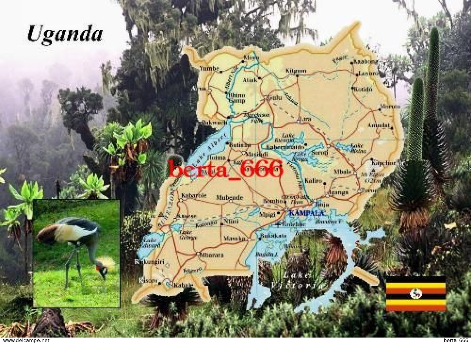 Uganda Country Map New Postcard * Carte Geographique * Landkarte - Ouganda