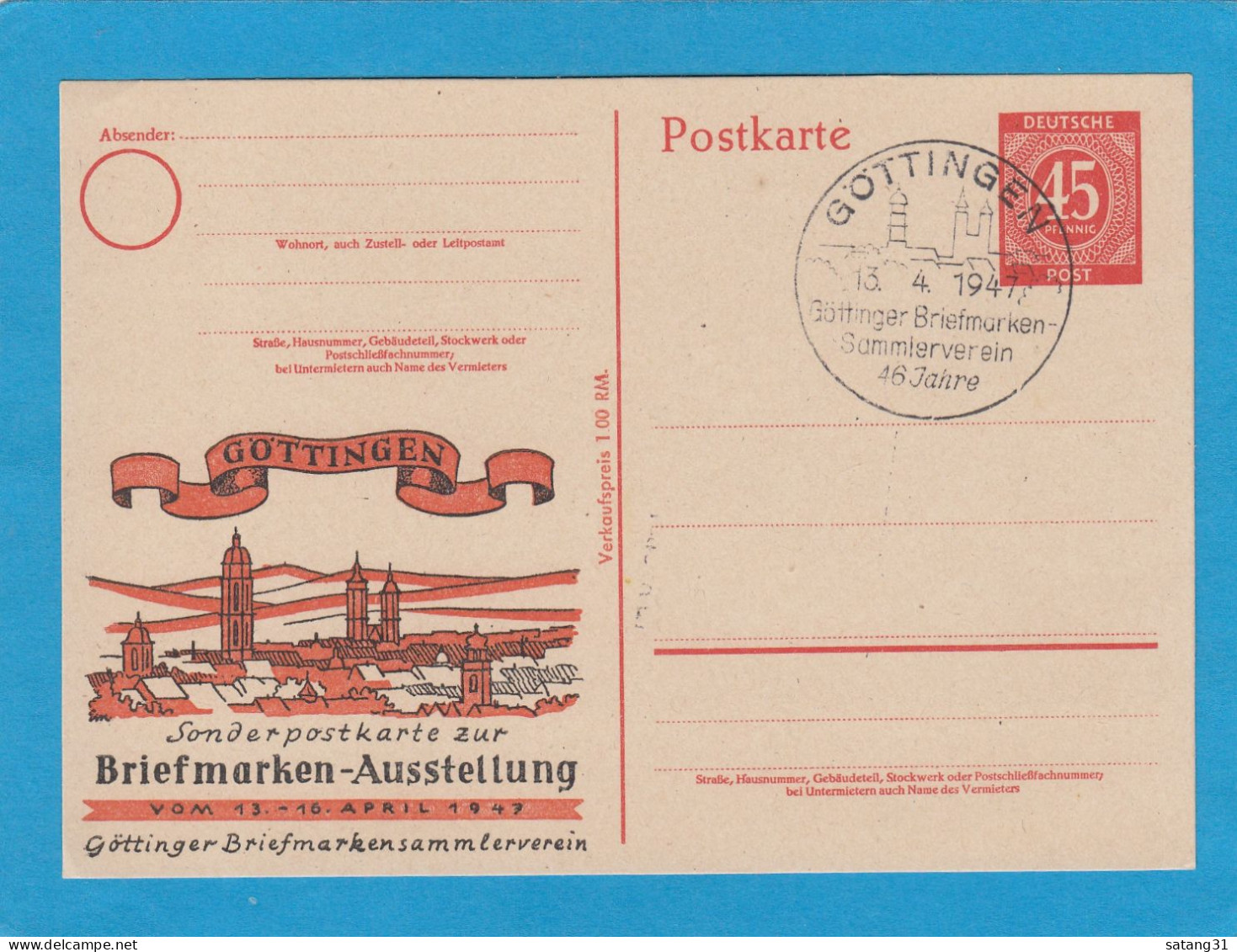 GANZSACHE MIT PRIVATER ZUDRUCK UND "GÖTTINGEN SONDERPOSTKARTE ZUR BRIEFMARKEN - AUSSTELLUNG", MIT STEMPEL " GÖTTINGER BM - Entiers Postaux