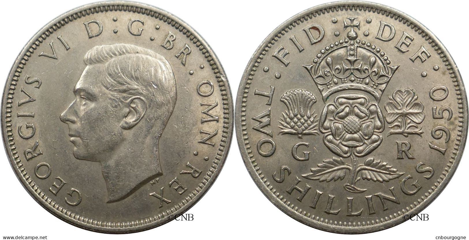 Royaume-Uni - George VI - Two Shillings 1950 - SUP/AU55 - Mon6201 - J. 1 Florin / 2 Schillings