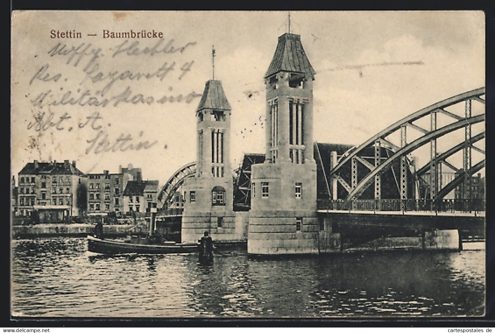 AK Stettin, Teilansicht Der Neuen Baumbrücke  - Pommern