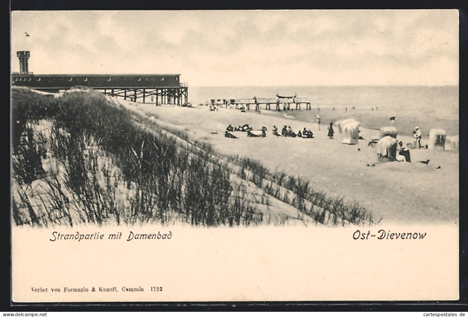 AK Ost-Dievenow, Strandpartie Mit Damenbad  - Pommern