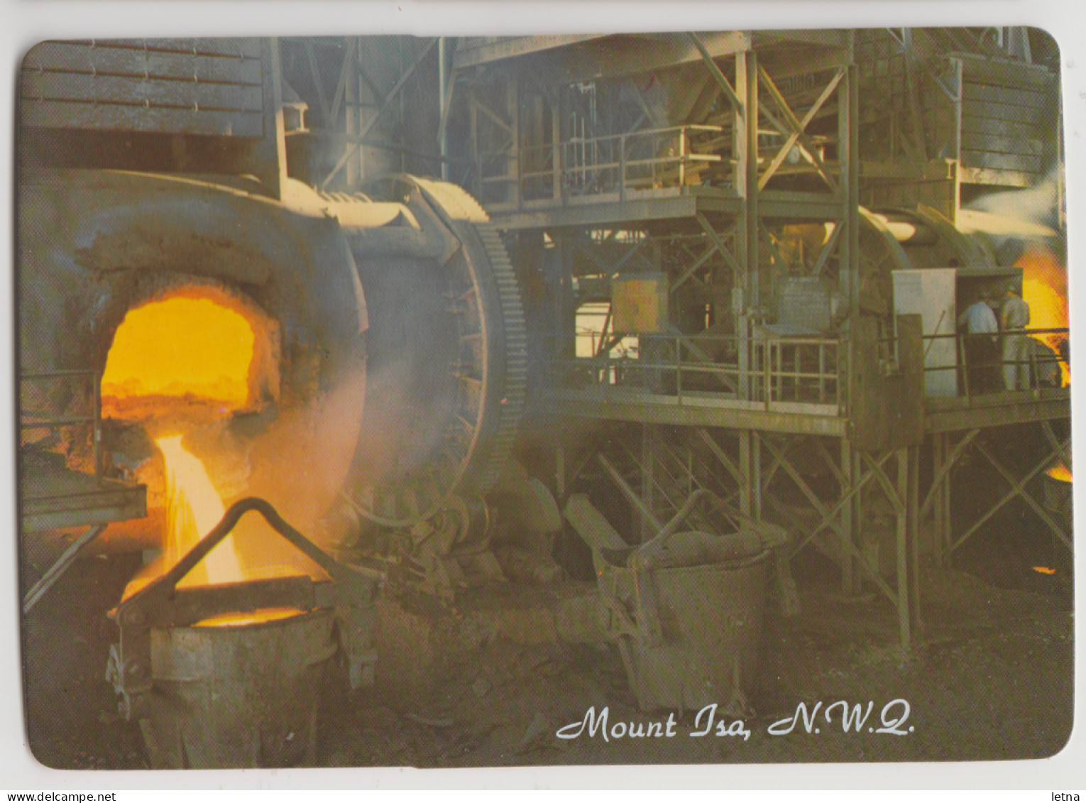 Australia QUEENSLAND QLD Molten Copper Pour MOUNT ISA Mine Murray Views W13 Postcard C1980s - Andere & Zonder Classificatie