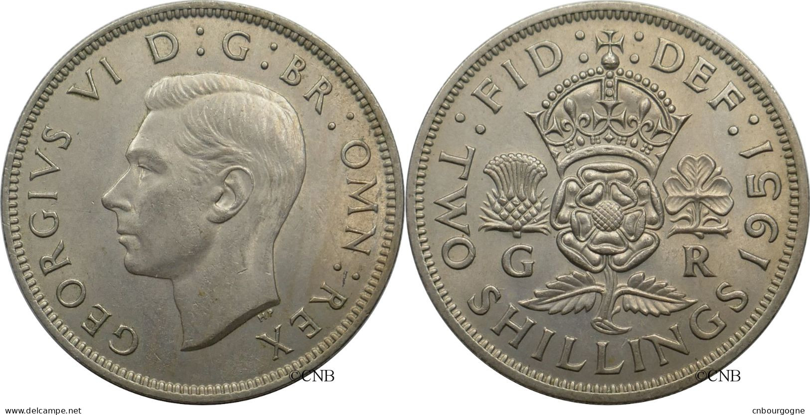 Royaume-Uni - George VI - Two Shillings 1951 - SUP/AU58 - Mon6204 - J. 1 Florin / 2 Schillings