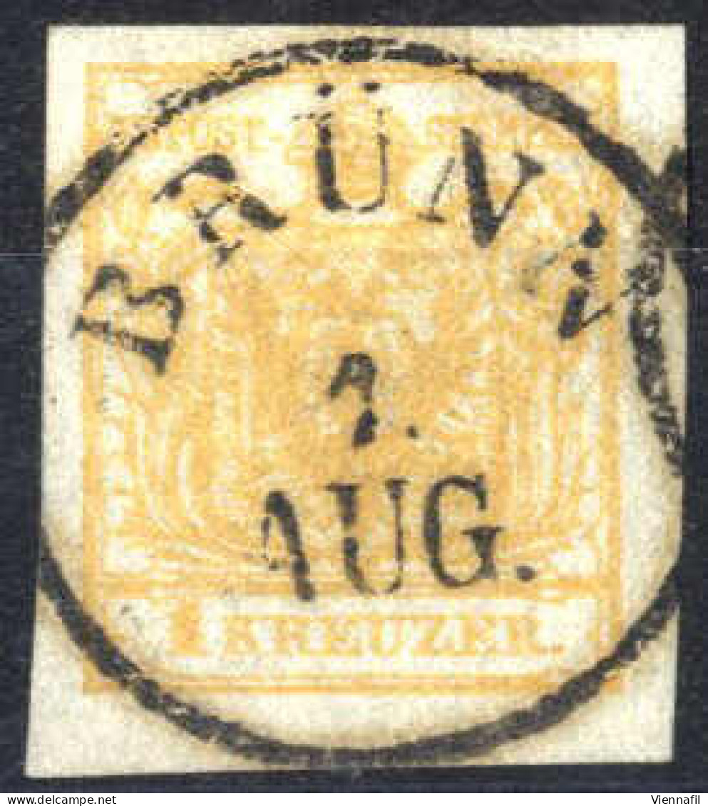 O 1850, 1 Kr. Orangeocker In Type Ib HP, Entwertet "BRÜNN 1.AUG", Befund Goller, ANK 1 / HP - Autres & Non Classés