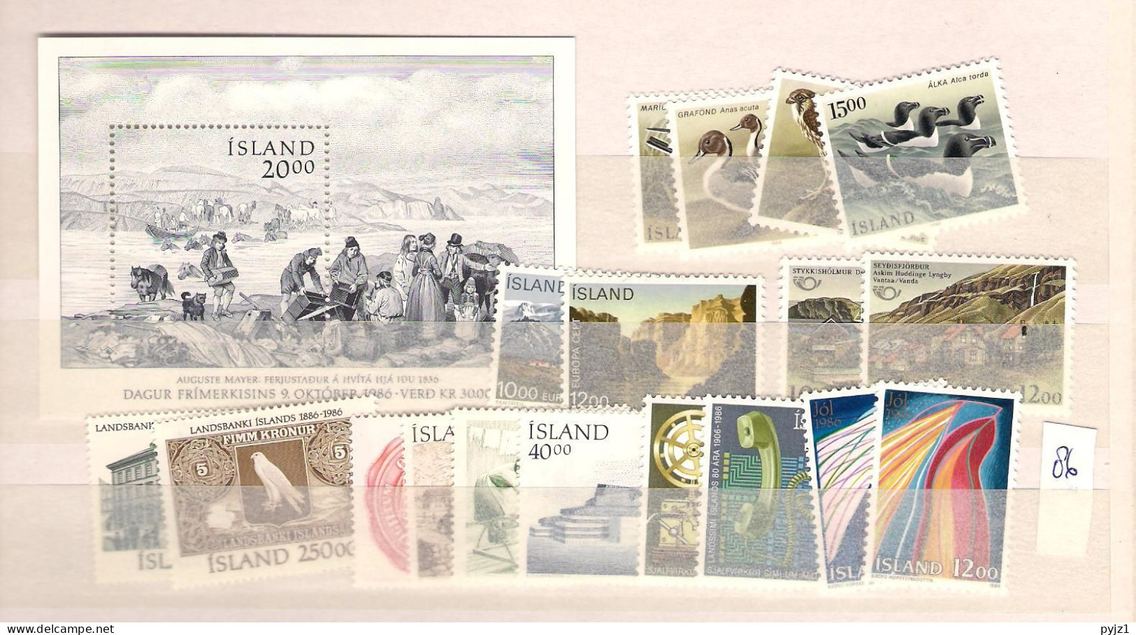1986 MNH Iceland Year Complete, Posffris** - Años Completos