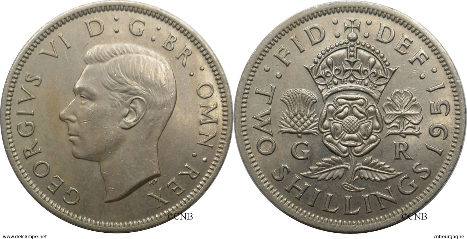 Royaume-Uni - George VI - Two Shillings 1951 - SUP/AU58 - Mon6205 - J. 1 Florin / 2 Schillings