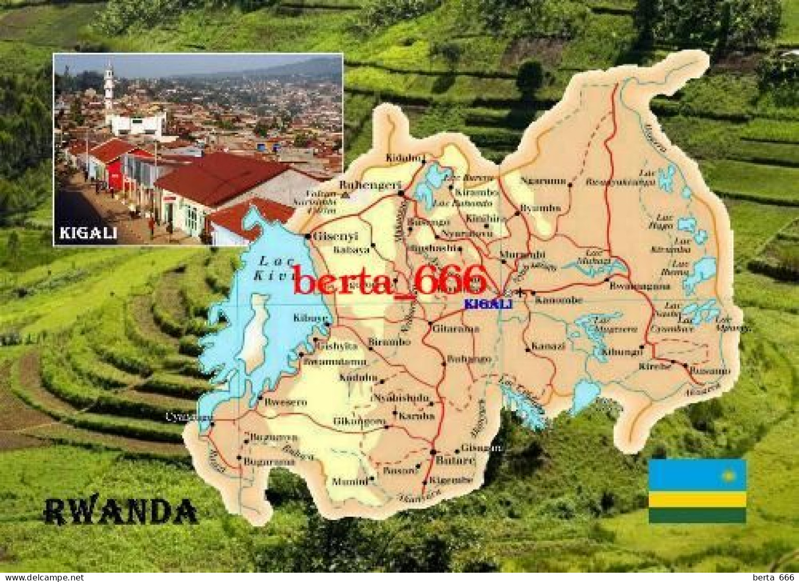 Rwanda Country Map New Postcard * Carte Geographique * Landkarte - Rwanda
