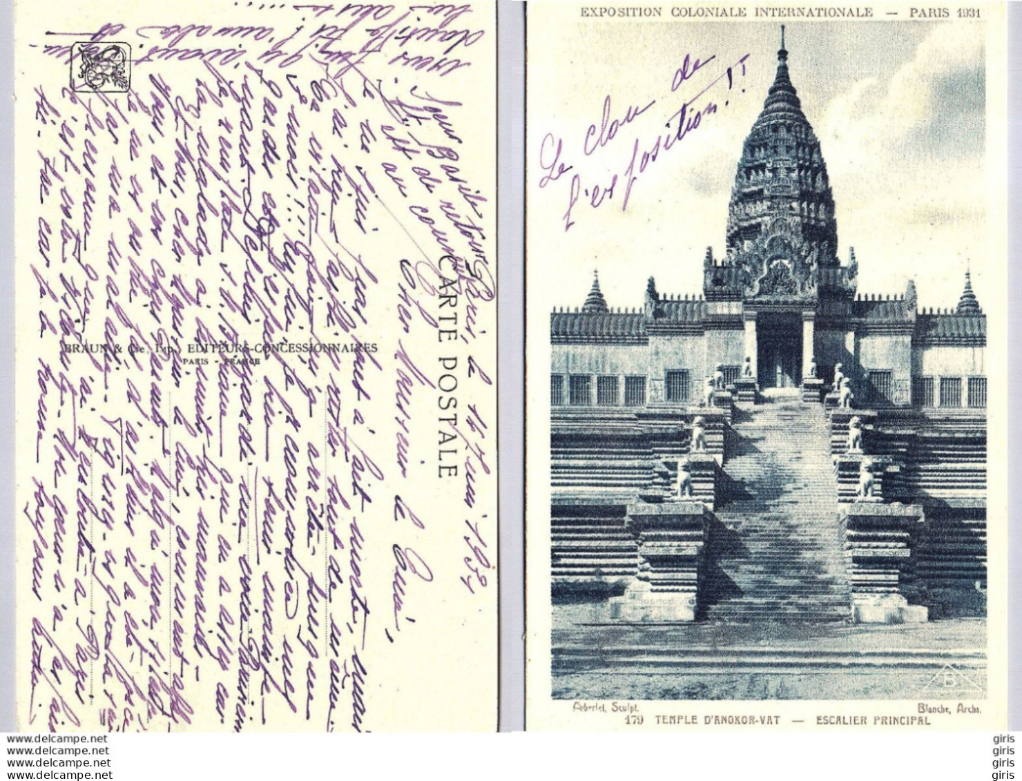 CP - Evénements - Exposition Coloniale Internationale Paris 1931 - Temple D"Angkor-Vat, Escalier Principal - Exhibitions