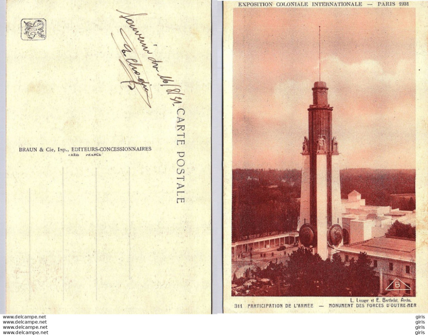 CP - Evénements - Exposition Coloniale Internationale Paris 1931 - Monument Des Forces D'outre Mer - Ausstellungen