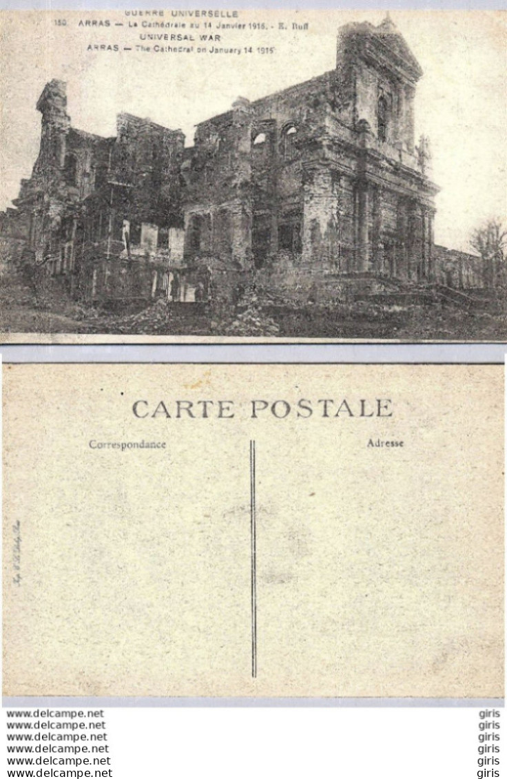 62 - Pas De Calais - Arras - La Cathedrale - Apres Le Bombardement De 1915 - Arras