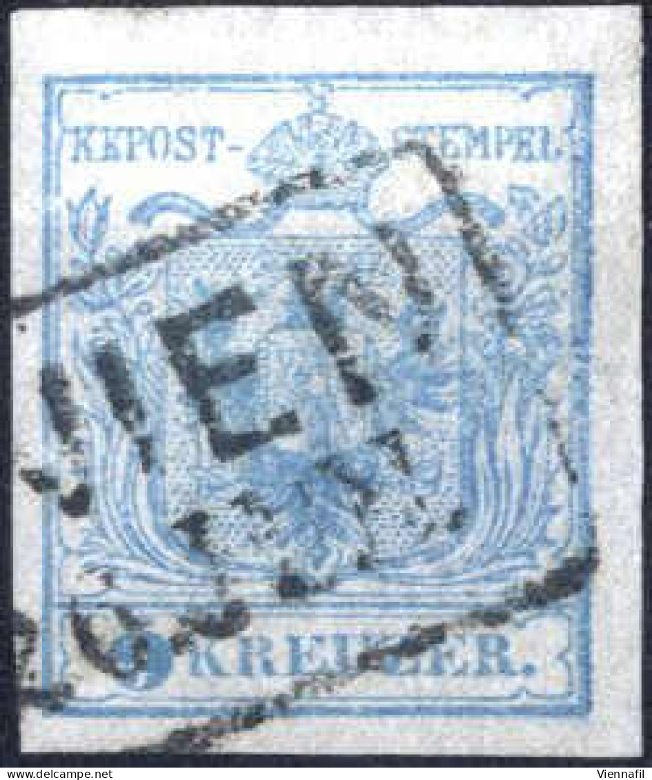 O 1850, 9 Kreuzer Himmelblau In Type I, P331, VP 1 Aus Z III, Bst. 179, Tiefe 9, Index 10, Gestempelt, Befund Weissenbic - Andere & Zonder Classificatie