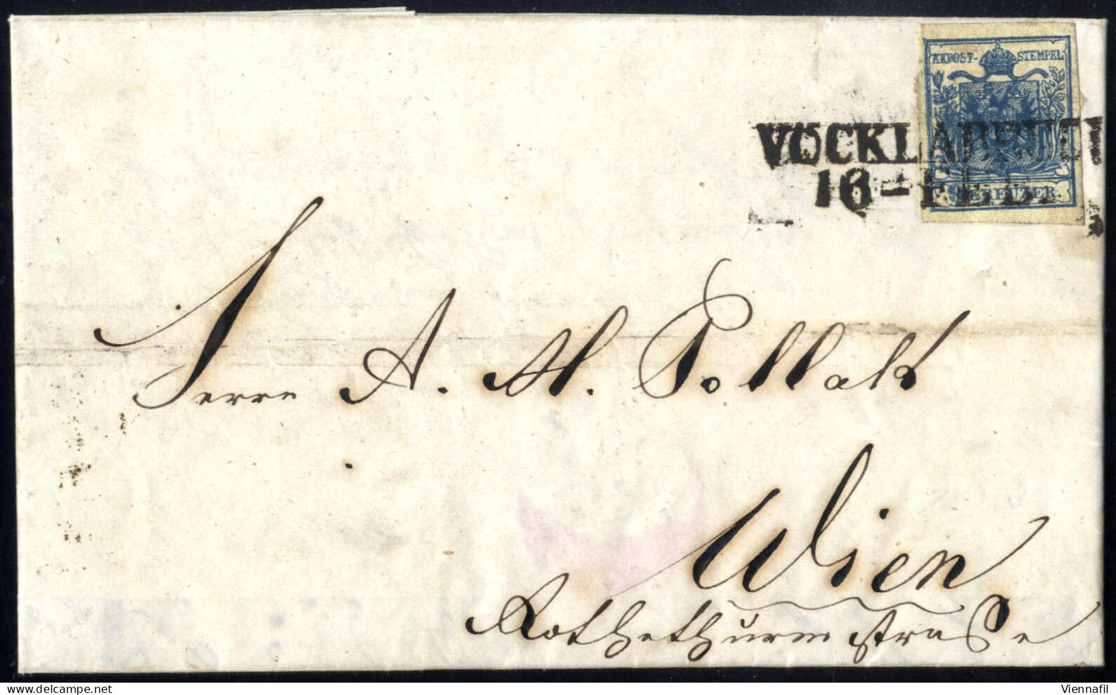 Cover 1853, Brief Von Vöcklabruck (RL Müller 30 Punkte) Am 16.2. Nach Wien Frankiert Mit Wiederverwendeter Ungebrauchter - Autres & Non Classés