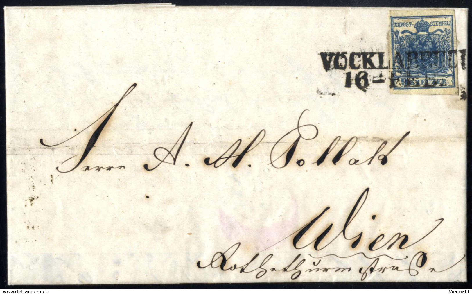 Cover 1853, Brief Von Vöcklabruck (RL Müller 30 Punkte) Am 16.2. Nach Wien Frankiert Mit Wiederverwendeter Ungebrauchter - Altri & Non Classificati