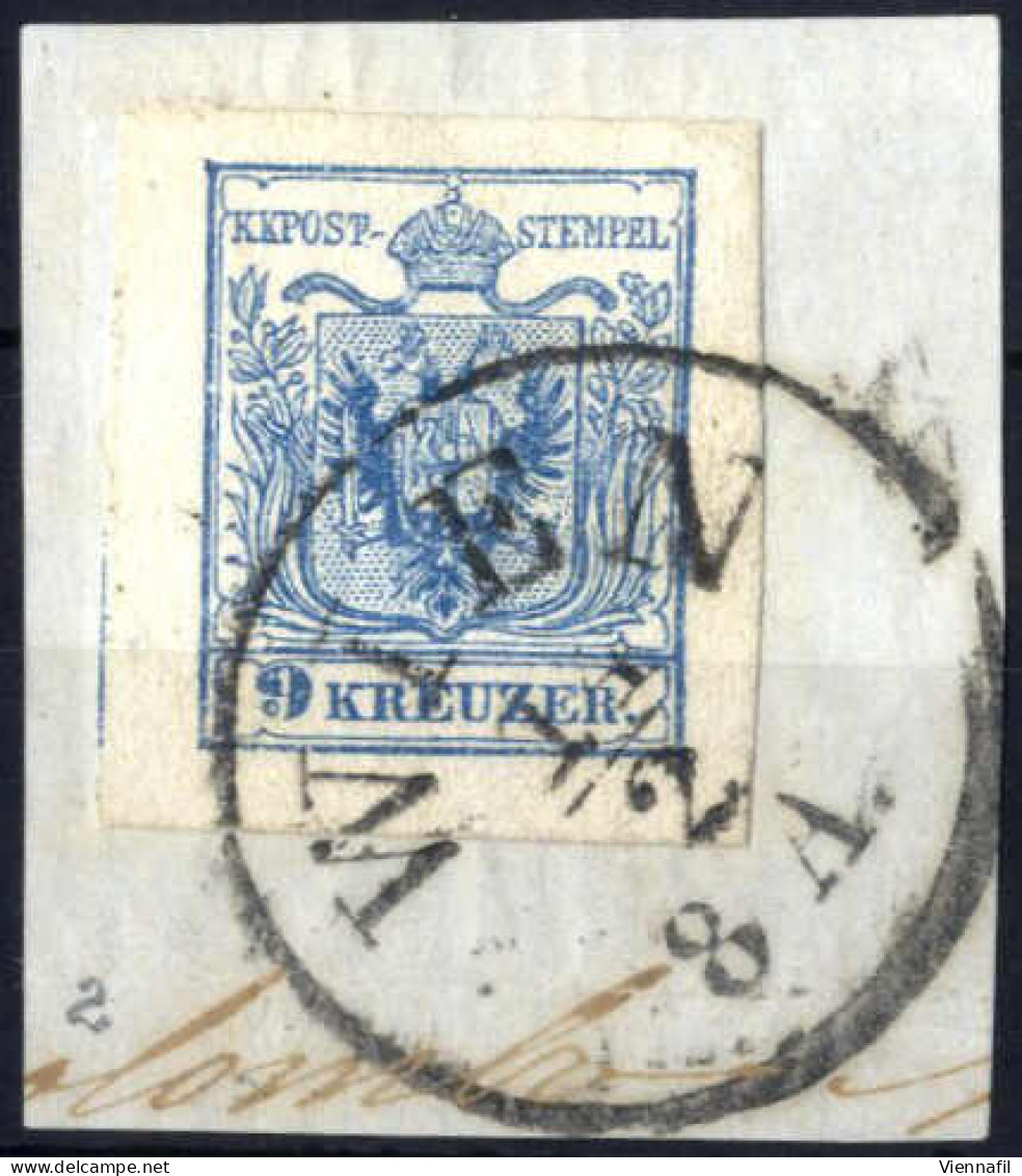 Piece 1854, Briefstück Frankiert Mit 9 Kr. Blau In Type III MP, Riesenrandig, Entwertet Wien, ANK 5 - Other & Unclassified