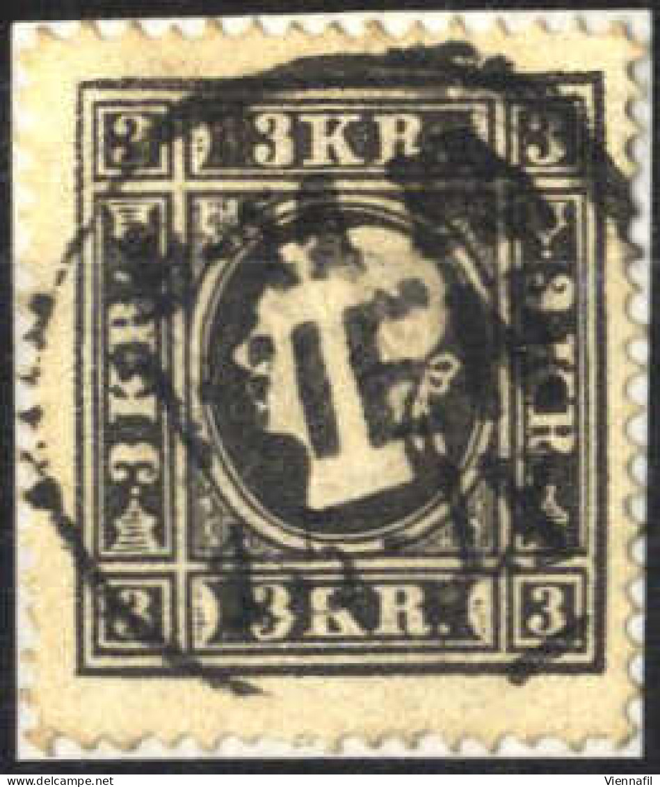 O 1858, 3 Kr. Schwarz In Type II, Gestempelt "Wien 15.IX", Mi. 11 II - Sonstige & Ohne Zuordnung