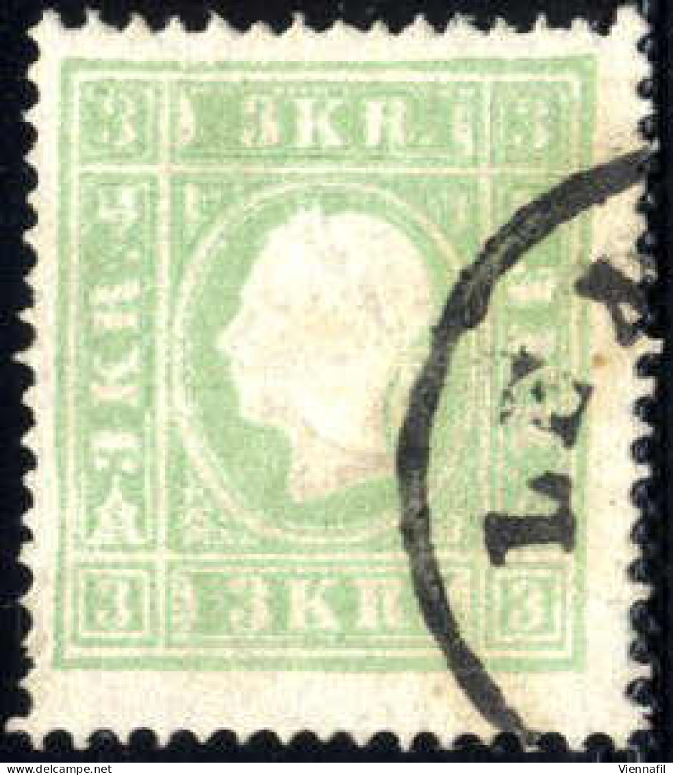 O 1859, 3 Kr. Blaugrün Type II, Entwertet, ANK 12b - Sonstige & Ohne Zuordnung