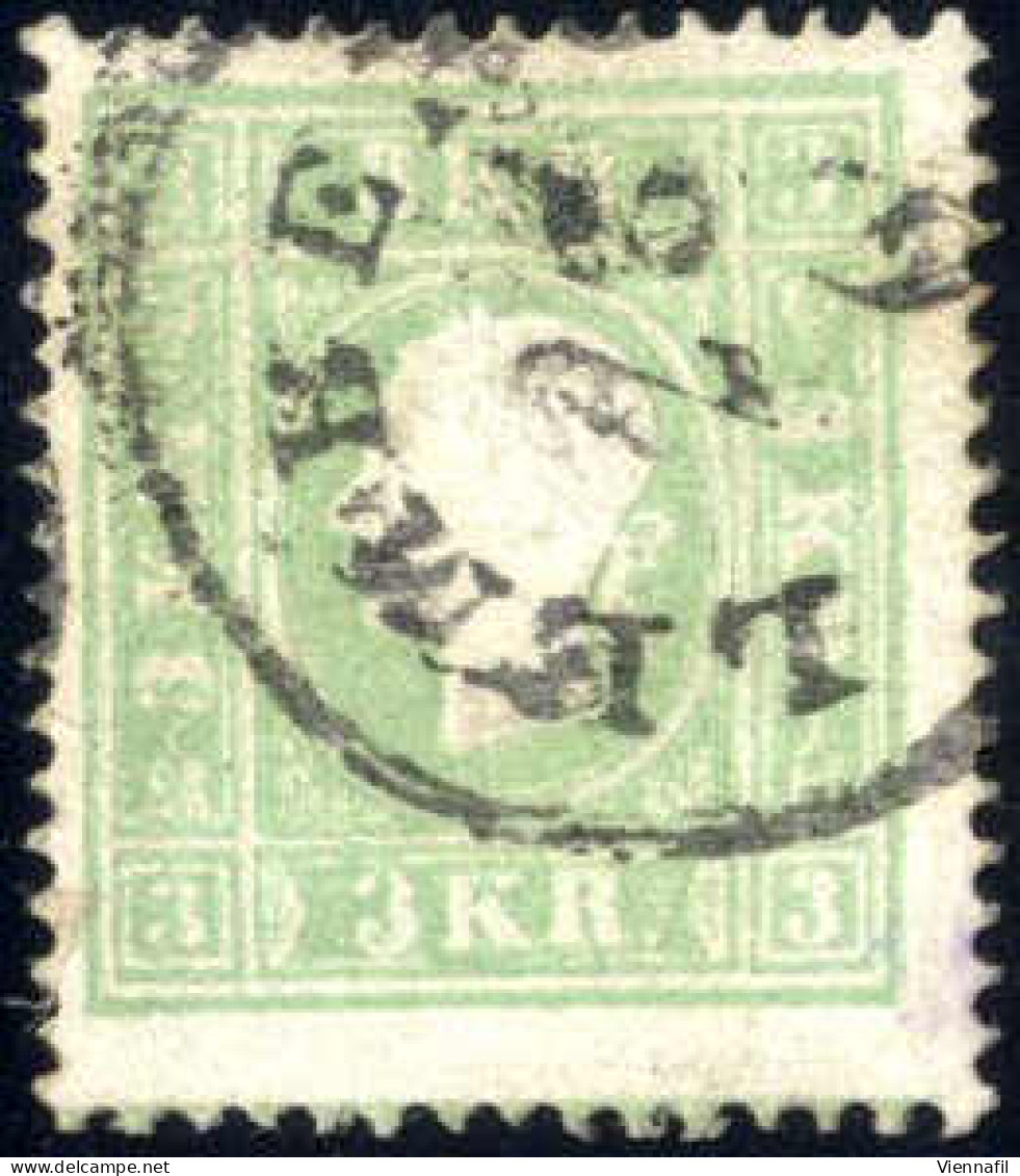 O 1859, 3 Kr. Grün Type II, Mit Abstempelung "Lemberg 28/6" Und Andreaskreuzansatz, ANK 12a - Autres & Non Classés