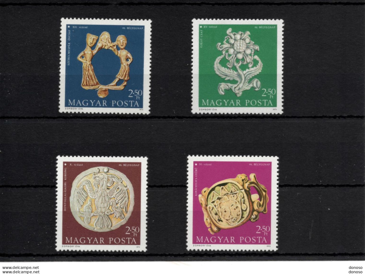 HONGRIE 1973 Journée Du Timbre, Bijoux Yvert 2332-2335, Michel 2898-2901 NEUF** MNH Cote 5,20 Euros - Unused Stamps