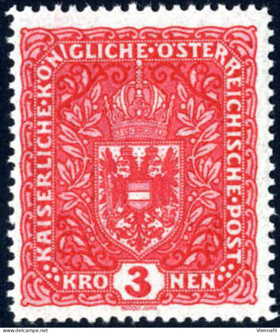 ** 1917, 3 Kronen Hochformat Auf Weissem Papier, Postfrisches Exemplar, ANK 205xI /180,- - Other & Unclassified