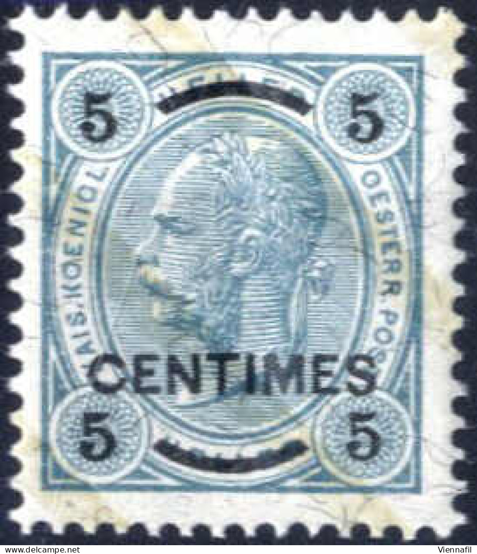 ** 1903, 5 Cent. Auf 5 H. Blaugrün In Der Seltenen Zähnung 13:12 1/2, Postfrisch, Befund Goller, Mi. 1B / ANK 1 B / 250€ - Levant Autrichien