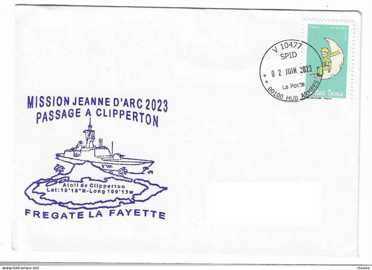 X333 - FREGATE LAFAYETTE - MISSION JDA 2023 - PASSAGE  A CLIPPERTON (SPID  V10477) - Poste Navale