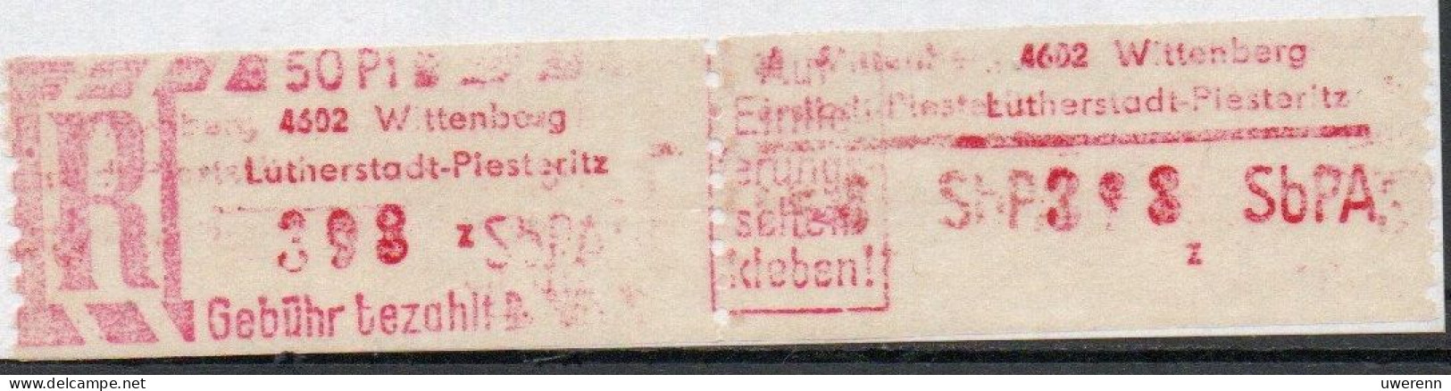DDR Einschreibemarke Lutherstadt Wittenberg-Piesteritz SbPA Postfrisch, EM2A-4602z Zh (Mi 2A) - Labels For Registered Mail