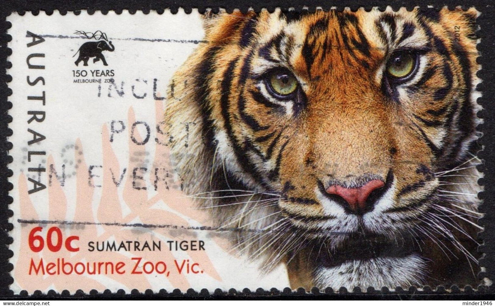 AUSTRALIA 2012 60c Multicoloured, Zoo Animals-Sumatran Tiger, Melbourne Zoo Used - Used Stamps