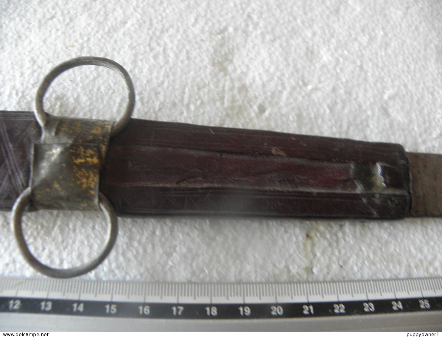 antique poignard couteau arabe laiton bois et acier damas lame 23 cm
