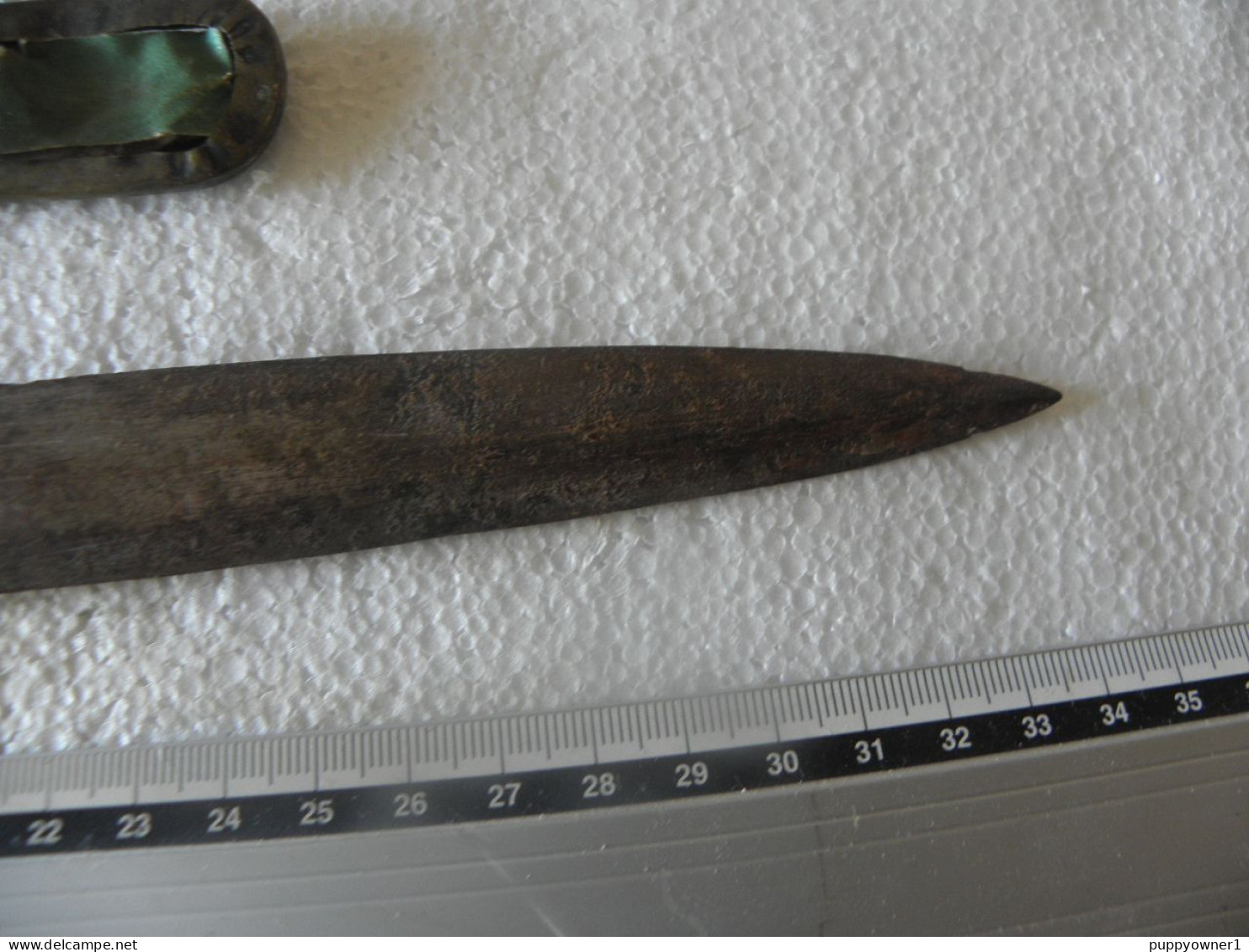antique poignard couteau arabe laiton bois et acier damas lame 23 cm