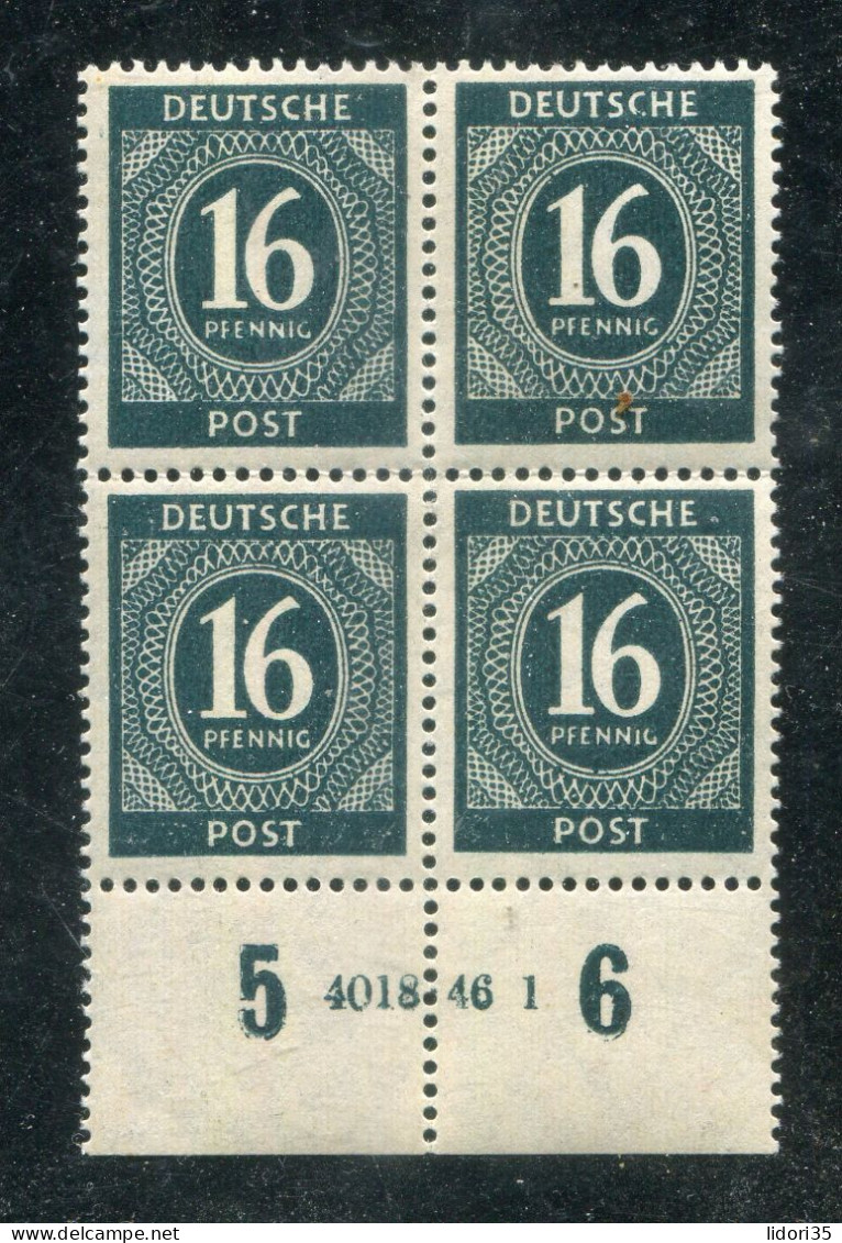 "ALL. BESETZUNG" 1946, Mi. 923 4er-Block Mit Hausauftragsnummer "4018 46 1" ** (L1228) - Mint