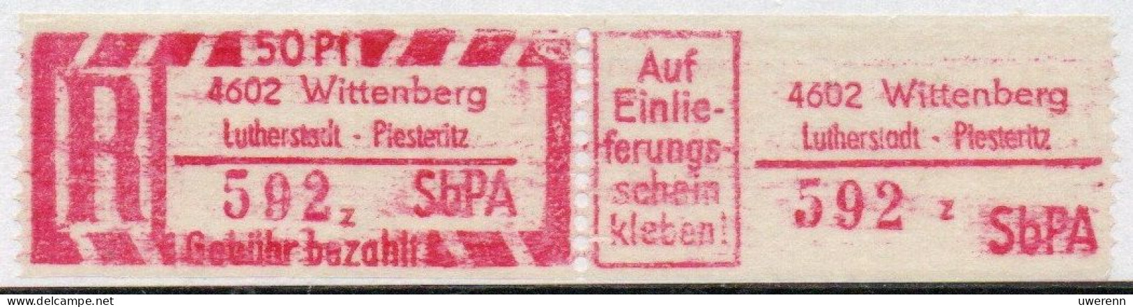 DDR Einschreibemarke Lutherstadt Wittenberg-Piesteritz SbPA Postfrisch, EM2B-4602zII(1) RU (a) Zh (Mi 2C) - Etiquettes De Recommandé