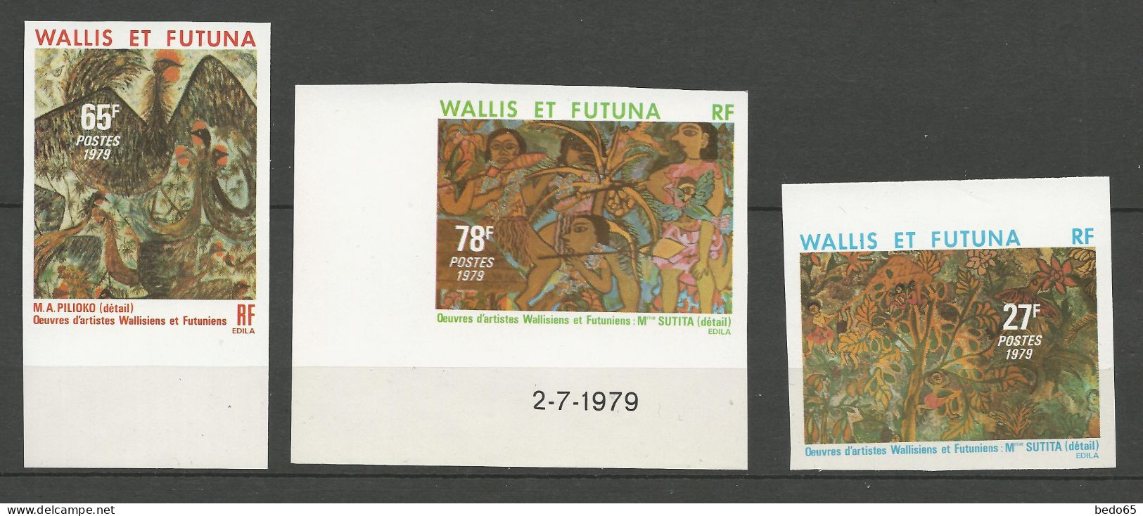 WALLIS-ET-FUTUNA  N° 245 à 247 Non Dentelé  NEUF** LUXE SANS CHARNIERE NI TRACE / Hingeless  / MNH - Imperforates, Proofs & Errors