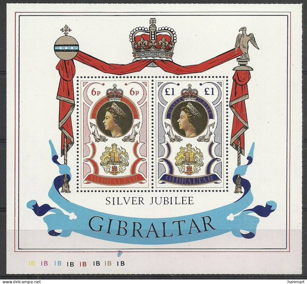 Gibraltar 1977 Mi Block 3IB MNH  (ZE1 GIBbl3IB) - Familias Reales