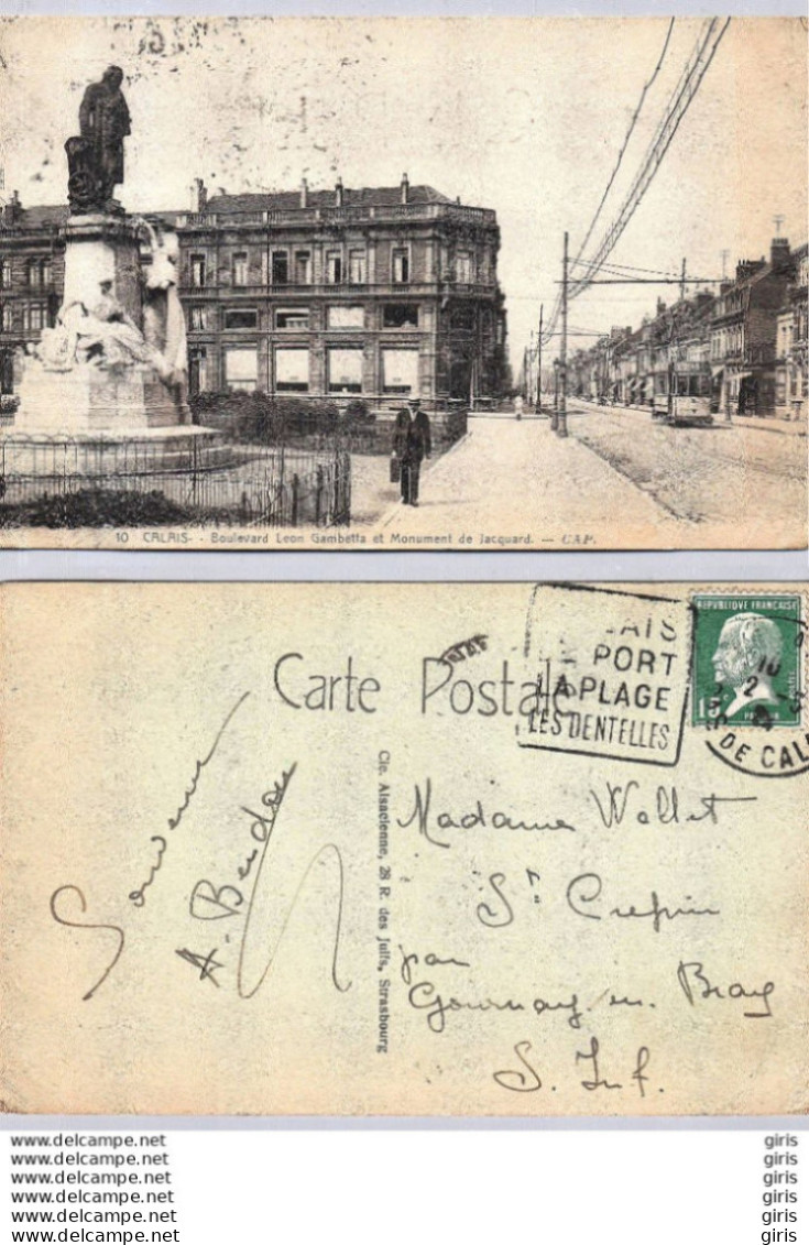 62 - Pas De Calais - Calais - Boulevard Léon Gambetta Et Monument De Jacquard - Calais
