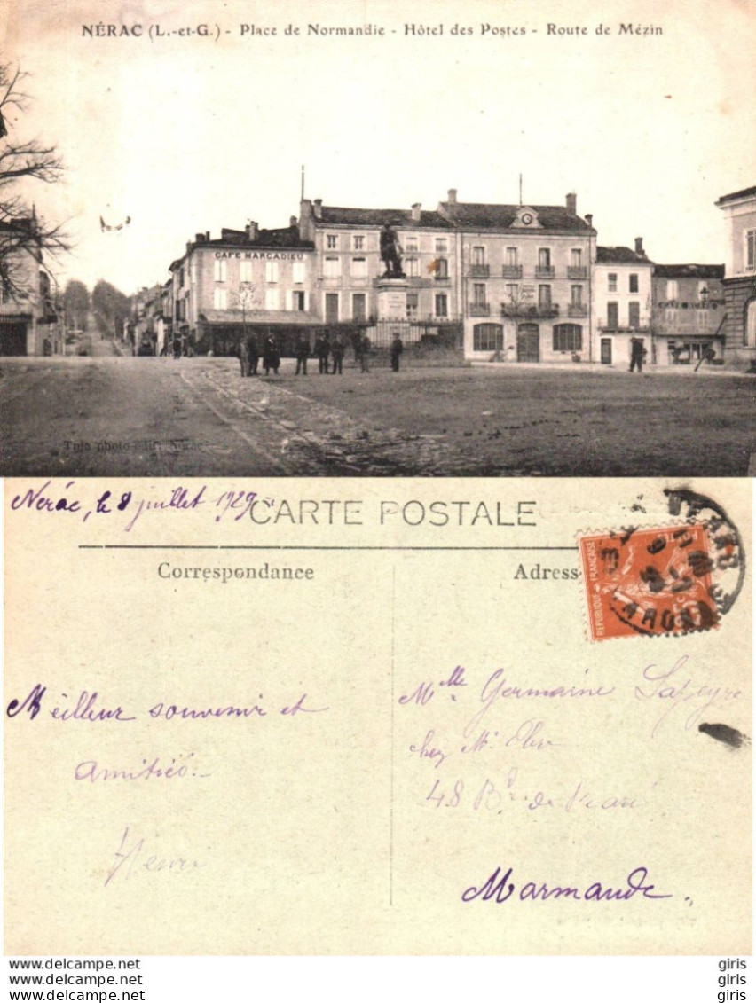 47 - Lot Et Garonne - Nérac - Place De Normandie - Hôtel Des Postes - Route De Mézin - Nerac