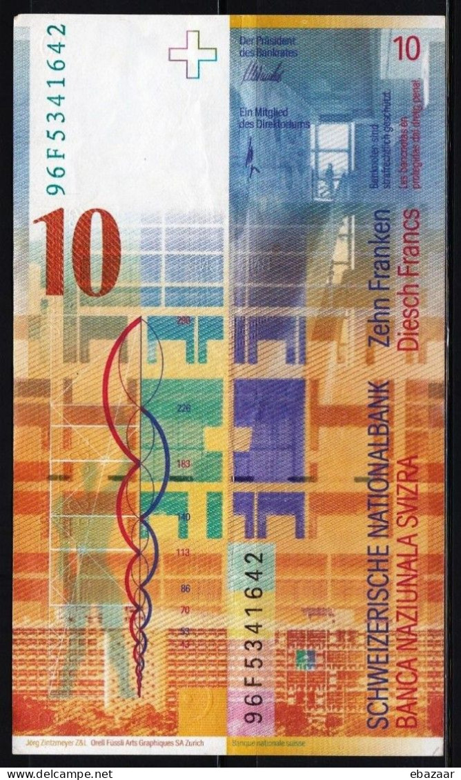 Switzerland 1996 Banknote 10 Francs P-66b(2) Circulated + FREE GIFT - Suisse